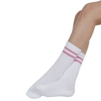 43B826: Girls 3 Pack Stripe Ribbed Sport Socks (Assorted Sizes)